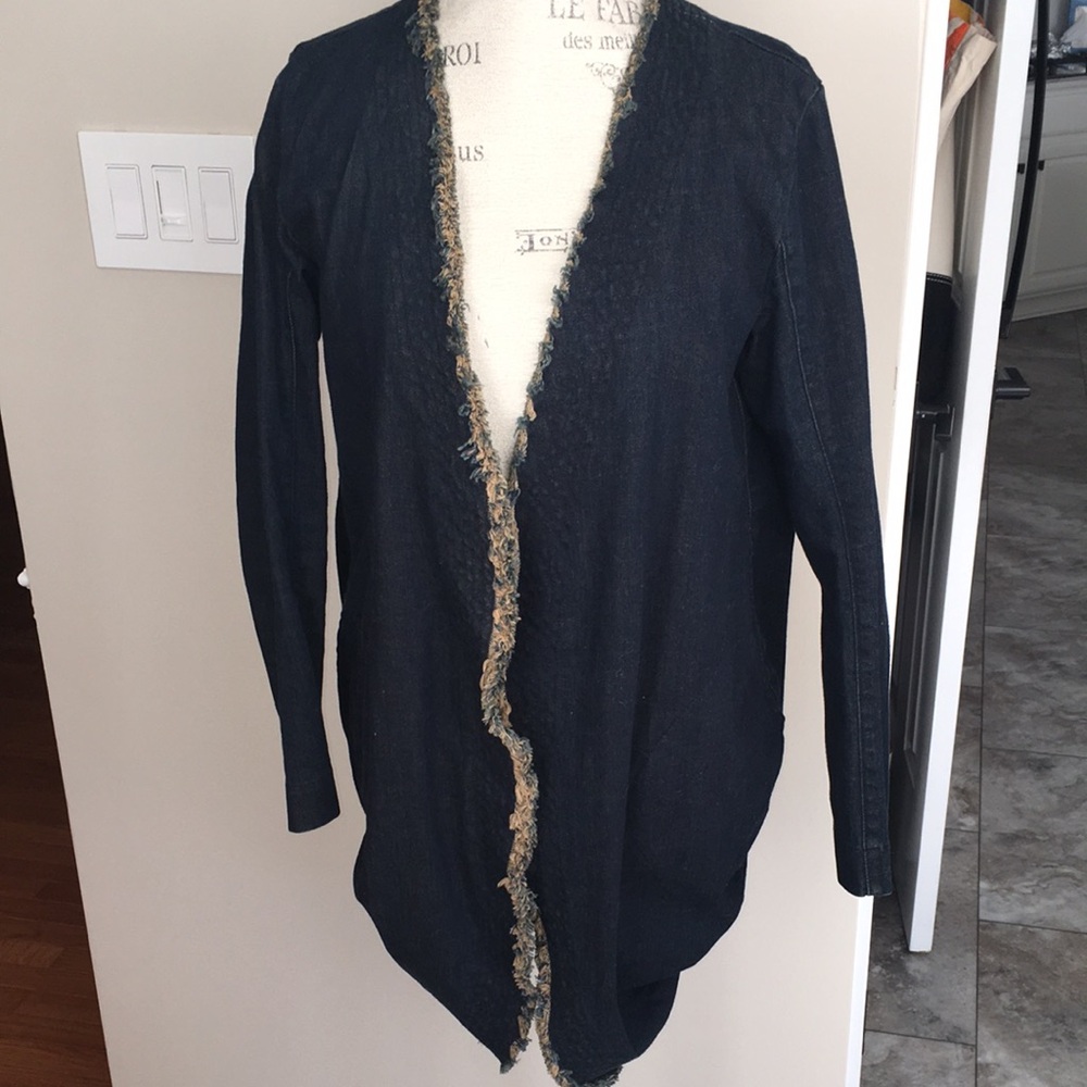 PRAIRIE UNDERGROUND EUC ORGANIC COTTON NAVY STRUCTURED RUCHED SIDES JACKET
